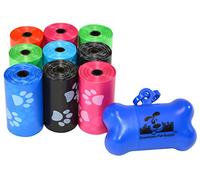 Downtown Pet Supply 180, 220, 500, 700, 880, 960, 2200 Dog Pet Waste Poop Bags, Bulk roll,Clean up Refills-(Green, Blue, Purple, Red, Black, Pink,Rainbow of Colors or Paw Print)+Free Bone Dispenser