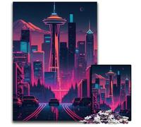 Downtown Seattle 1000Pc Adults Jigsaw Puzzle Wooden Puzzles Home Decor Brain Teaser Game for Teenagers & Family Interaction 50x75CM/19.68x29.52inch