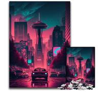 Downtown Seattle Jigsaw Puzzles for Adults 1000 Piece Puzzles for Adults Perfect for Family Gatherings, Birthdays, Holidays 50x75CM/19.68x29.52inch
