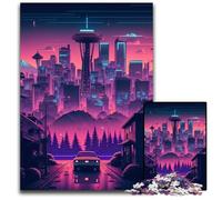 Downtown Seattle Jigsaw Puzzles for Adults 1000 Piece Wooden Puzzles Perfect for Family Fun on Christmas, Thanksgiving, Birthdays & Easter 50x75CM/19.68x29.52inch