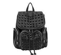 Downupdown Studded Backpacks for Women Vegan Leather Rivet Backpack Purse Flap Satchel Shoulder Bag Bucket Bag Pocket Men, Black, One Size, Fashion