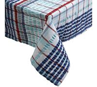 Downview Seersucker Check Cotton Tablecloth 70 Round Biscay