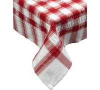 Downview Seersucker Check Cotton Tablecloth 70 Round Red