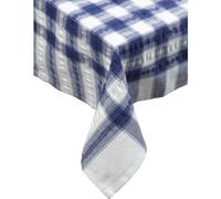 Downview's Seersucker Check Cotton Tablecloth 50 x 50 Royal Blue