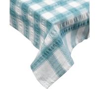 Downview's Seersucker Check Cotton Tablecloth 50 x 90 Teal
