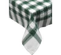 Downview's Seersucker Check Cotton Tablecloth 70 Round Dark Green