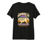 Downward Cat Natural Form Yoga Retro Sunset Premium T-Shirt