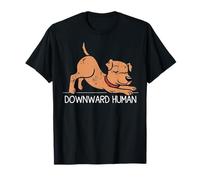 Downward Human - men women's funny dog yoga T-Shirt