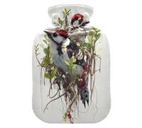 Downy Woodpecker Bird 3D hot-Water Bottle with Soft Cover, 1L Water Bottle Bag for Neck and Shoulder Pain Relief, Neck and Shoulder Pain Relief