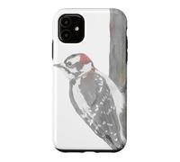 Downy woodpecker watercolor bird portrait Case for iPhone 11