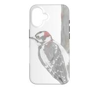 Downy woodpecker watercolor bird portrait Case for iPhone 16