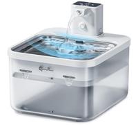 DownyPaws Wireless Cat Water Fountain for Drinking, 2.5L Battery-Operated Cat Water Fountain Cordless with Motion Sensor, 4000 mAh, Quiet Water Pump and Stainless Steel Tray for Cats, White