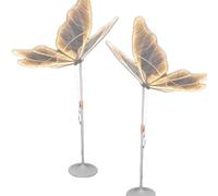 DowPie 2 Pcs Butterfly Wedding Aisle Led Lights,Lighted Butterfly For Christmas Tree,Wedding/Home Led Lighting,Standing/Hanging Dual Installation (No Hanging Wire) Yellow-31.5in