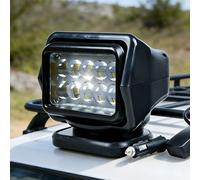 DowPie 360° Rotating Remote Search Light, 50W LED Marine Spotlight with Magnetic Mount & Cigarette Lighter Connector for Truck Boat 4WD Vehicle Black