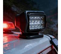 DowPie 50W Remote Control LED Searchlight, 360° Rotatable Marine Spotlight with Magnetic Base, Waterproof Spotlight for Truck Boat Off-road Lighting Black