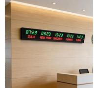 DowPie Digital World Time Zone Clock, Large LED 5-City Clock with GPS Satellite Sync, High-Visibility Screen for Global Business & Cross-Timezone Working 220v