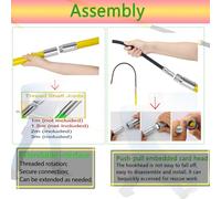 DowPie Electrocution Emergency Rescue Sticks,Portable Hotstick Rescue Hook, Insulated Rescue Hook, Withstands 35KV,DetachableHook Head 2m*2