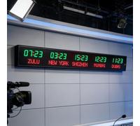 DowPie GPS Auto Sync LED World Clock, 5 Time Zone Digital Clock with Wide Viewing Angle, Low Power Design for Indoor Offices, Lobbies & Public Facilities 110v