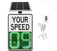 DowPie Solar Radar Speed Warning Sign 24"X 35",2 Digit Display Led Speed Feedback Wireless Remote For School Zones Highways And Suburban Links