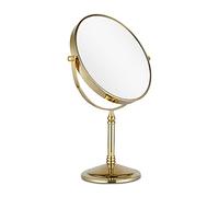 DOWRY Makeup Mirror 10x Magnification Vanity Mirror with Stand, Tabletop Two-Sided Swivel Brass Magnifying Mirror with 3 Year Guarantee, 360 Mirror Self Cut Hair Mirror, Baroque Mirror Gold 8in, 10x