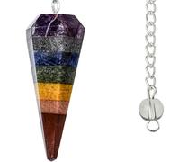 Dowsing Pendulum Healing Crystals Divination Tool Scrying Dowser 100% Genuine Gemstone Crystal Pendulums Handcrafted Healing Crystal Gifts,Witchcraft Supplies (7 Chakra Gemstone)