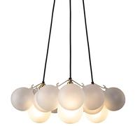 Dowsing & Reynolds Made to Order Medium Frosted Bubble Chandelier | Bauble Light | RAW Brass | 3pt | 1 Layer | 12 Baubles Frosted | 3 x G125-FROST-4W