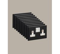 Dowsing & Reynolds Matt Black Double Socket With White Inserts - 10-Pack, 2-Gang