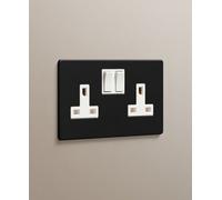 Dowsing & Reynolds Matt Black Double Socket With White Inserts