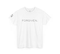 Doxa Wear Heavy Cotton T-Shirt, Unisex, Short Sleeve, Graphic Tee, White, Black, Ash, S-2XL, Regular Fit, Inspirational 'Forgiven' Design (UK, Alpha, M, Regular, Regular, White)