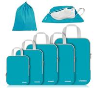 Doxaso Compression Packing Cubes Ultralight Expandable Suitcase Organiser Bags Water Repellent Travel Organiser for Backpack 7 PCS (Blue-7 Pcs, 7 PCS)