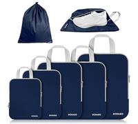 Doxaso Compression Packing Cubes Ultralight Expandable Suitcase Organizer Bags Water Repellent Travel Organizer for Backpack 7 PCS Dark Blue