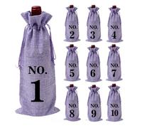 Doxicey Bottle Wine Bags 6pcs Drawstring Wine Bags Numbered Bottle Covers for Gift Wrapping, Blind Tasting, Storage(Light Purple)