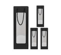 Doxicey Bottle Wine Bags Kraft Paper Wine Bags 10 Pack with Clear Window, Reusable Bottle Tote for Gifts Parties Holidays
