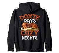 Doxie Days Cozy Nights Cute Sleeping Dachshund Zip Hoodie