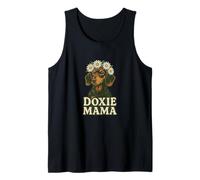 Doxie Mama Dachshund with Daisy Crown Cute Dog Art Tank Top
