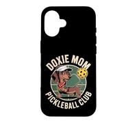 Doxie Mom Pickleball Club Funny Dachshund Player Case for iPhone 16