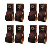 DOXILA Leather Drawer Handle, 8PCS Kitchen Cupboard Handles Vintage Cabinet Knobs, Single Hole Furniture Hardware Pull, for Wardrobe Dresser Kitchen Cupboards, Brown