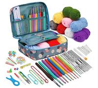 Doxiru 105 Pieces Crochet Hook Set, Crochet Set for Beginners, 0.6mm-6.0mm Ergonomic Crochet Hook Set, Crochet Hook and Yarn Knitting Accessories with Crochet Bag