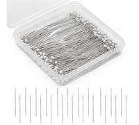 Doxiru 200 Pcs Pearl Pins, 32mm Pearl Pins for Flowers Long Straight Pin with Sharp Tips Sewing PIns with Plastic Box for Quilting, Jewelry Making