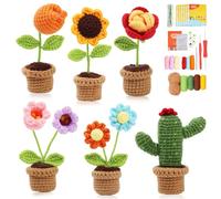 Doxiru Crochet Kit for Beginners, 6Pcs Crochet Flower Crochet Starter Kit, Crochet Yarn Kit with Step-by-Step Instructions and Video Tutorials for Gifts Decorative Home