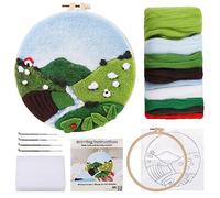 Doxiru Needle Felting Kit for Beginners Including Wool Roving, Picture Frame,Beautiful Wool Painting and Needle Felting Tool, Great for Home Decoration
