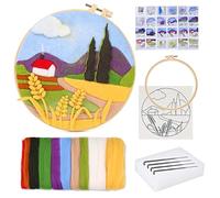 Doxiru Needle Felting Kit for Beginners Including Wool Roving, Picture Frame,Beautiful Wool Painting and Needle Felting Tool, Great for Make Gifts Home Decoration