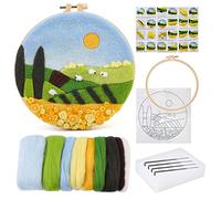 Doxiru Needle Felting Kit for Beginners Including Wool Roving, Picture Frame,Beautiful Wool Painting and Needle Felting Tool, Great for Make Gifts Home Decoration