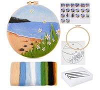 Doxiru Needle Felting Kit for Beginners Including Wool Roving, Picture Frame,Beautiful Wool Painting and Needle Felting Tool, Great for Make Gifts Home Decoration