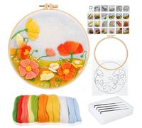 Doxiru Needle Felting Kit for Beginners Including Wool Roving, Picture Frame,Beautiful Wool Painting and Needle Felting Tool, Great for Make Gifts Home Decoration