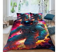 DOXLITVT Astronaut Colorful Bedding Set 3D Design Space HumanSpace Duvet Cover Set Chic Breathable Quilt Cover 3 Pieces Universal for All Seasons Pillowcase King（220x240cm）