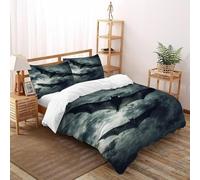 DOXLITVT Bat Cloud Bedding Set Floral Printed Animal Themes Wildlife Duvet Cover Set Chic Breathable Quilt Cover Suitable for Family,couple,children with Pillow Super King(260x220cm)