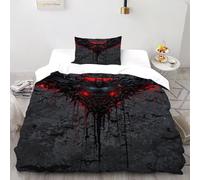 DOXLITVT Batman Red Glow Bedding Set 3D Digital Printing Gothic Themes Duvet Cover Set Chic Breathable Quilt Cover Universal for All Seasons with Pillowcase Single（135x200cm）