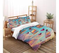 DOXLITVT Bottles Hearts Bedding Set Floral Printed Romance Sky Objects Duvet Cover Set Chic Breathable Quilt Cover Suitable for Family,couple,children with Pillow Double（200x200cm）