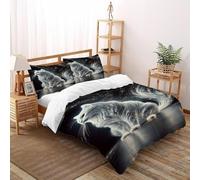 DOXLITVT Cat Stardust Bedding Set 3D Design Dreamy Domestic Animals Night Sky Duvet Cover Set Chic Breathable Comforter Cover Suitable for Family, Couple, Children with Pillow Super King（260x220cm）